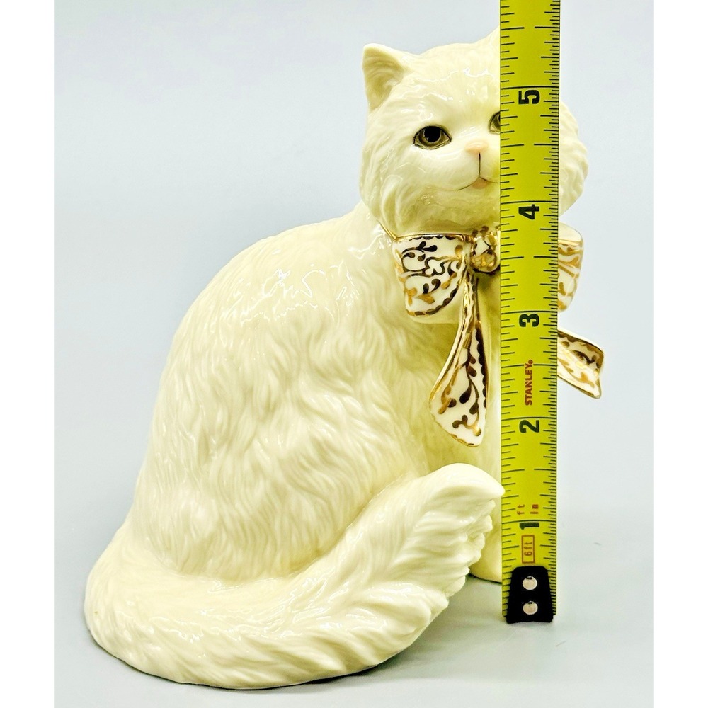 Lenox Sittying Pretty White Kitten Cat Bow 24k Gold Trim Bone China 5.5 inch - Picture 8 of 8